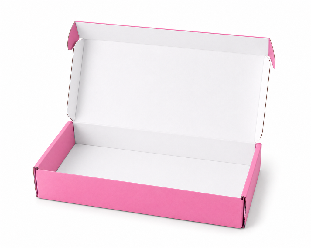 Pack caja microcorrugada rosada 23x16x5cm autoarmable