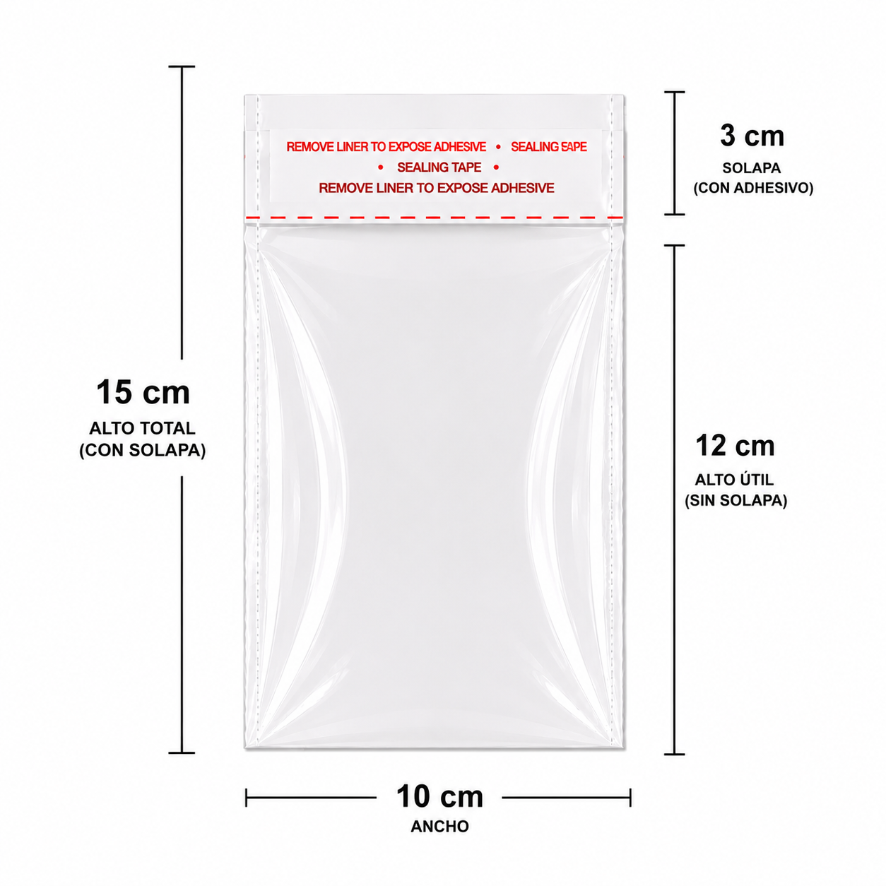 Bolsa Celofan Con Adhesivo Transparente 10 x 12 cm