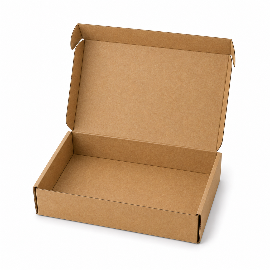 Pack caja microcorrugada kraft autoarmable 20x14x4cm