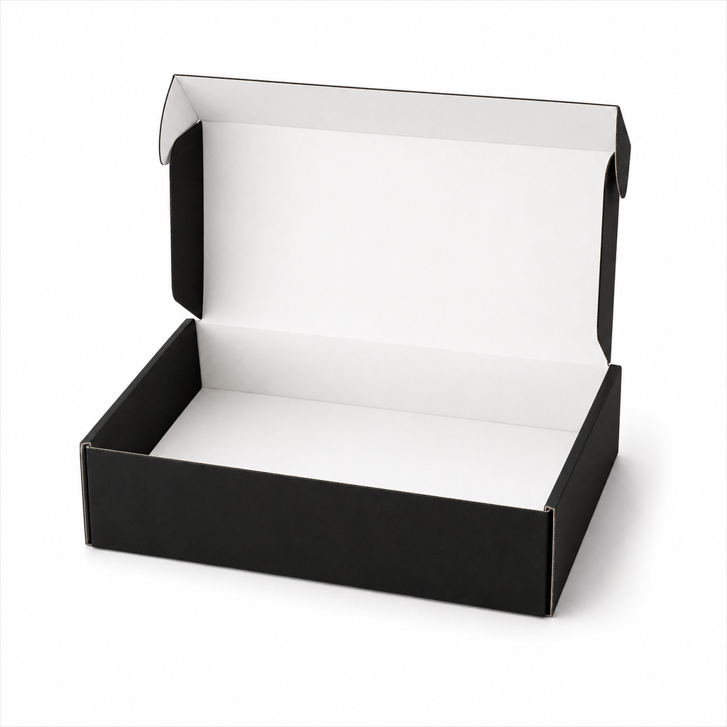 Pack caja microcorrugada negra 30x19x9 autoarmable