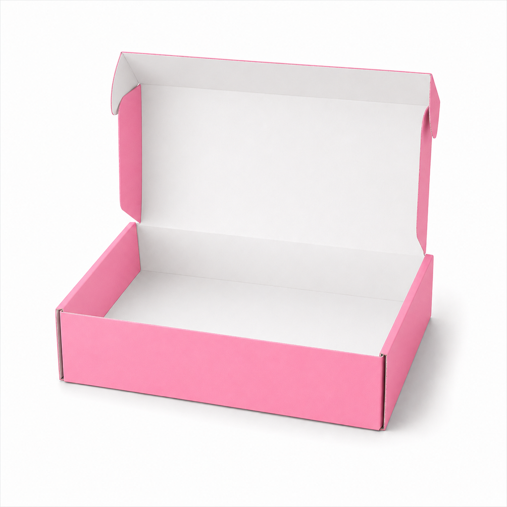Pack caja microcorrugada rosada 30x19x9 autoarmable