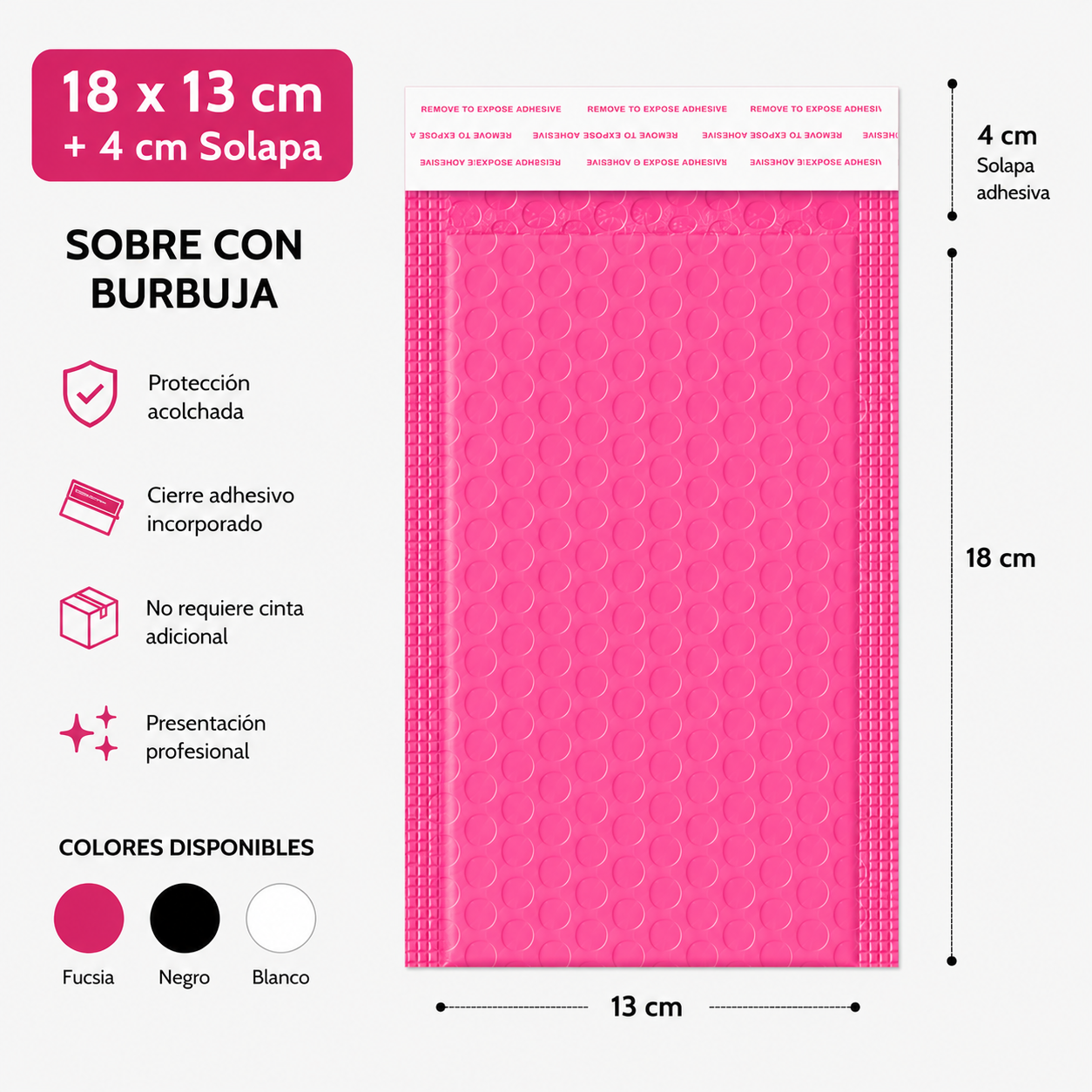 Sobre courrier con Burbuja para Envíos 13 x 18 cm+ 4 cm (10 Sobres)
