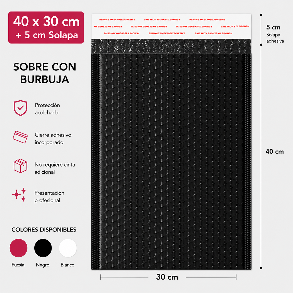 Sobre courrier con Burbuja para Envíos 30 x 41 cm+ 5cm (10 sobres)