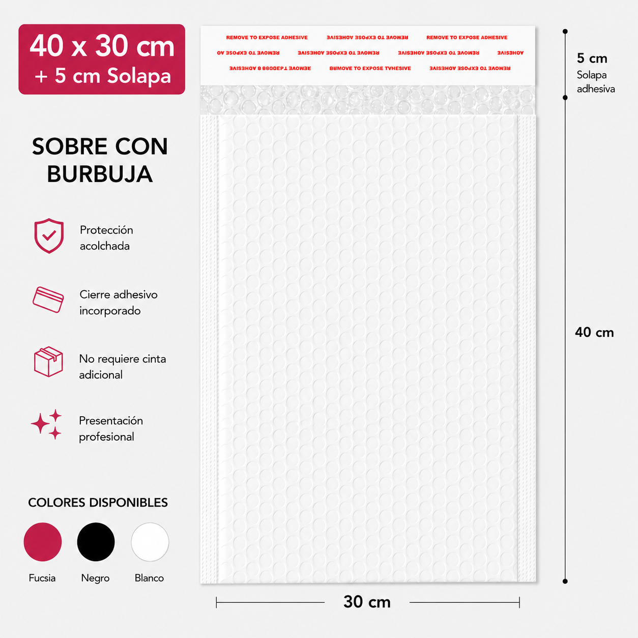 Sobre courrier con Burbuja para Envíos 30 x 41 cm+ 5cm (10 sobres)