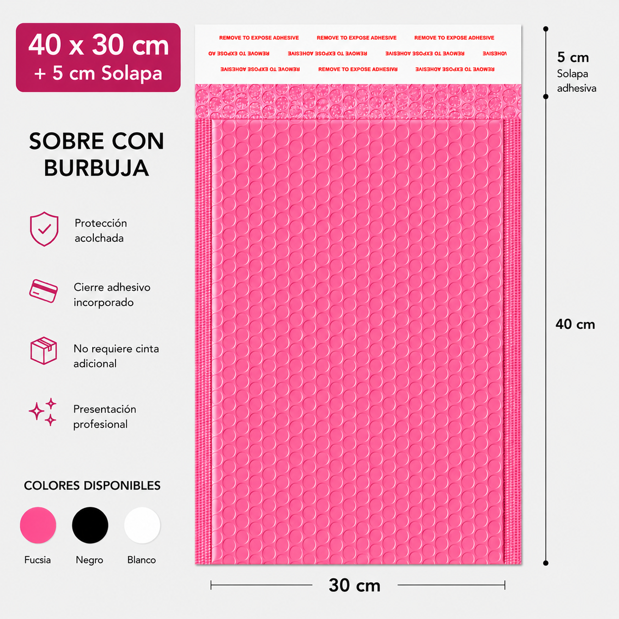 Sobre courrier con Burbuja para Envíos 30 x 41 cm+ 5cm (10 sobres)