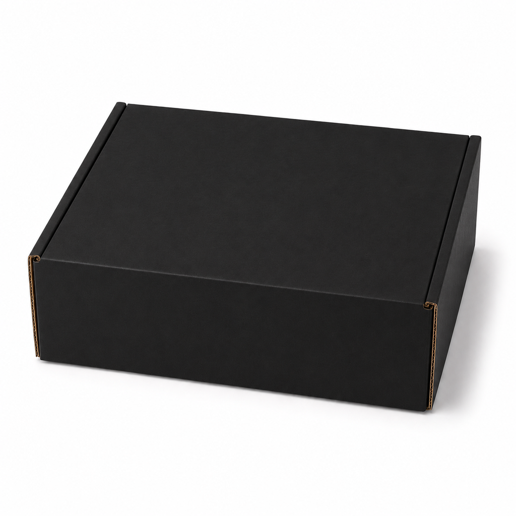 Pack caja microcorrugada negra 30x19x9 autoarmable