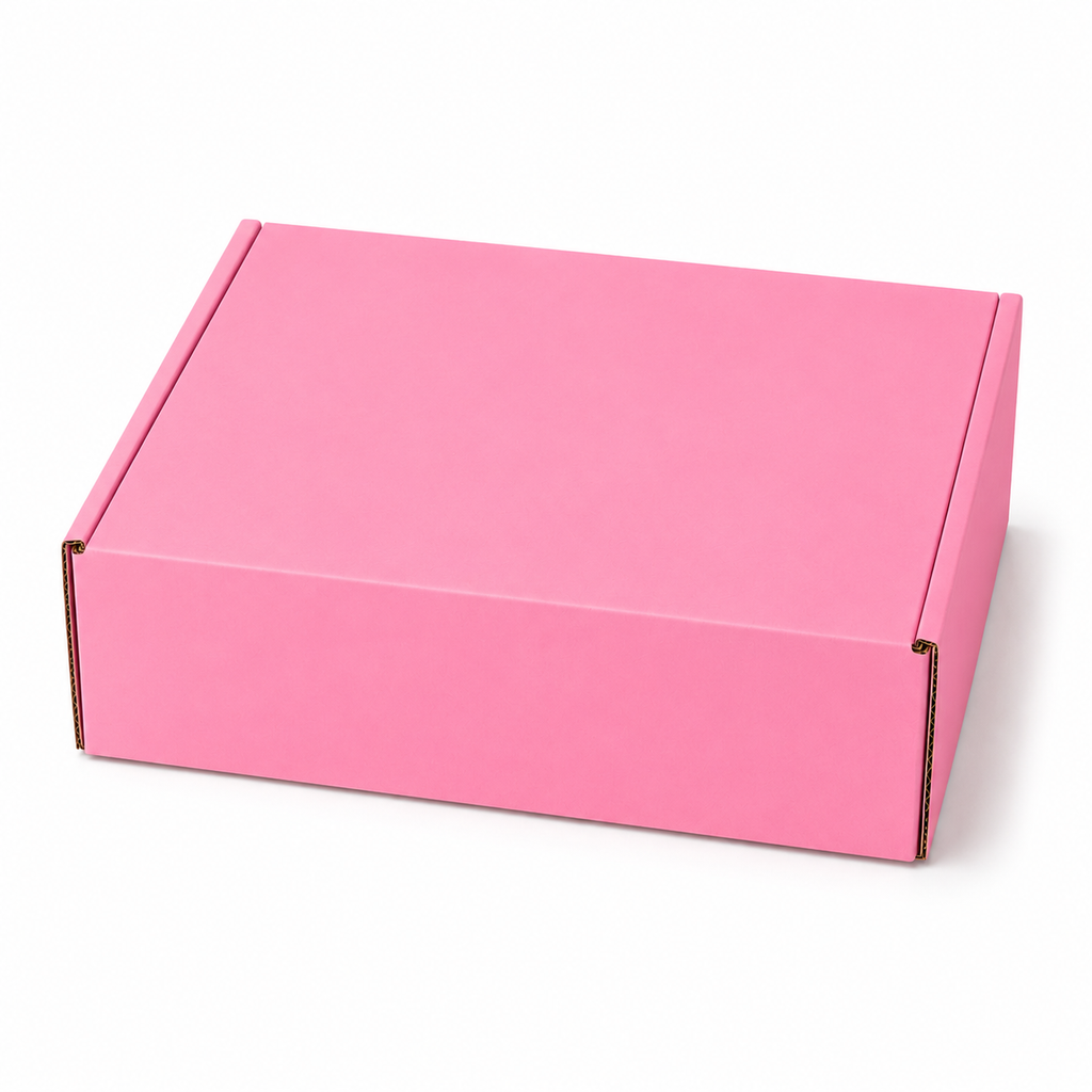 Pack caja microcorrugada rosada 30x19x9 autoarmable
