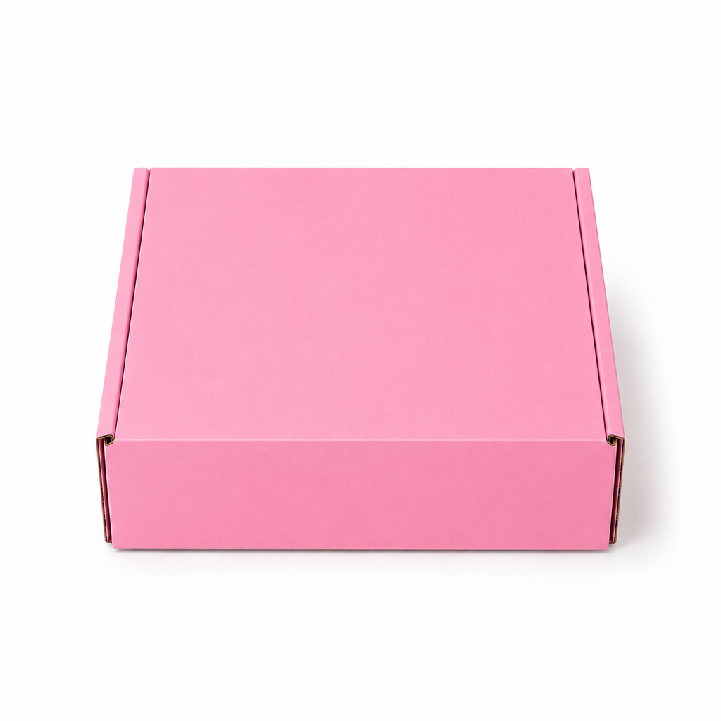 Pack caja microcorrugada rosada 20x25x7 cm autoarmable