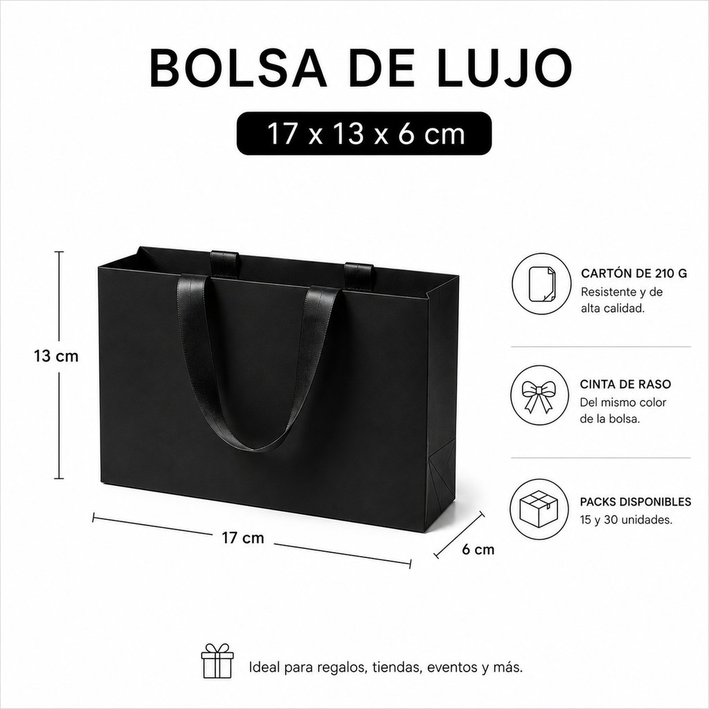 Pack Bolsa de Lujo 17x13x6 cm (Rosada, Negra, Blanca)