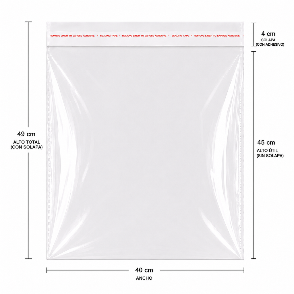 Bolsa Celofan Con Adhesivo Transparente 35 x 45 cm