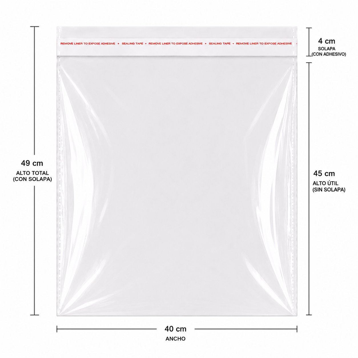 Bolsa Celofan Con Adhesivo Transparente 35 x 45 cm