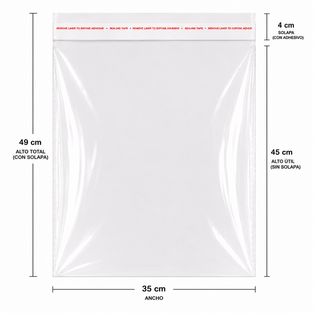 Bolsa Celofan Con Adhesivo Transparente 40 x 45 cm
