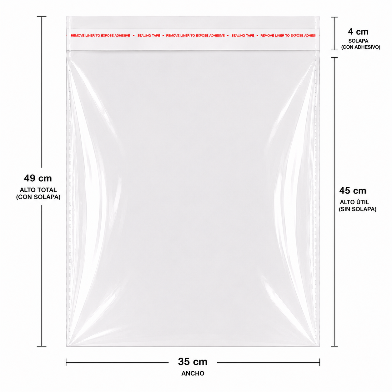 Bolsa Celofan Con Adhesivo Transparente 40 x 45 cm