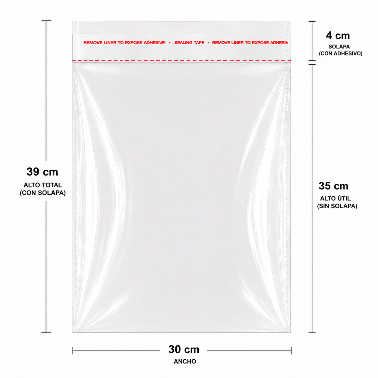 Bolsa Celofan Con Adhesivo Transparente 30 x 35 cm