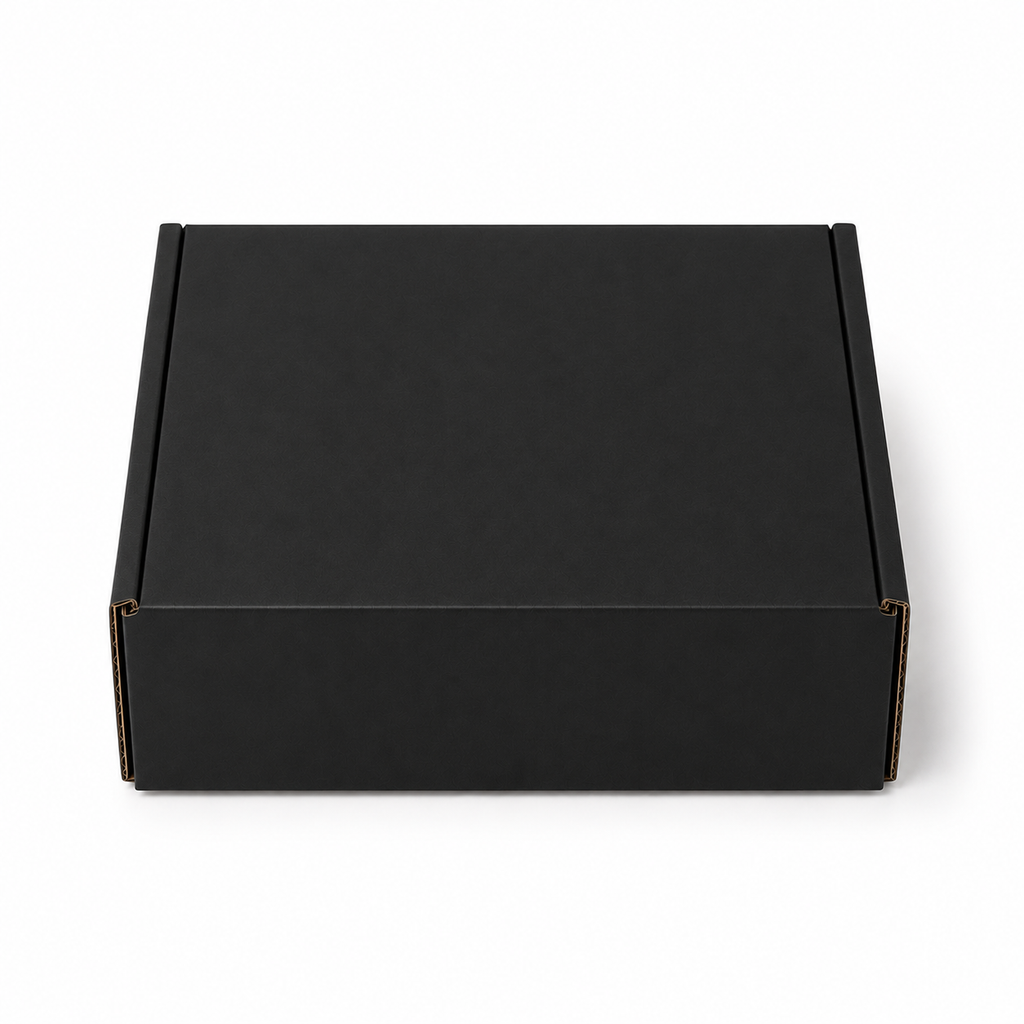 Pack caja microcorrugada negra 20x25x7 cm autoarmable