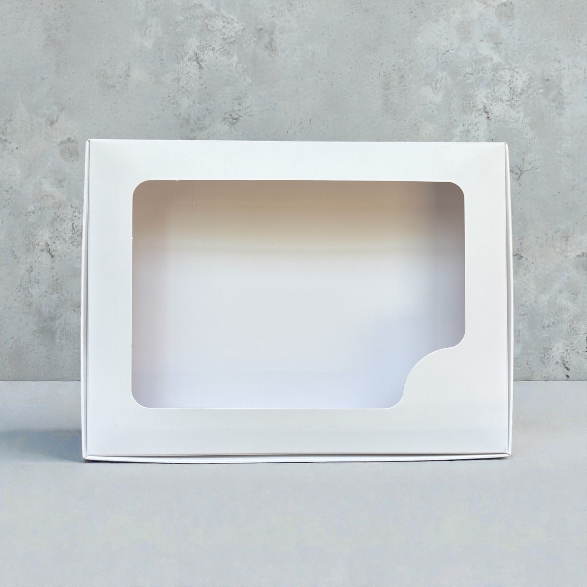 Caja Blanca con visor 20x15x2.5 cm (Para 6 alfajores) (5 Unidades)