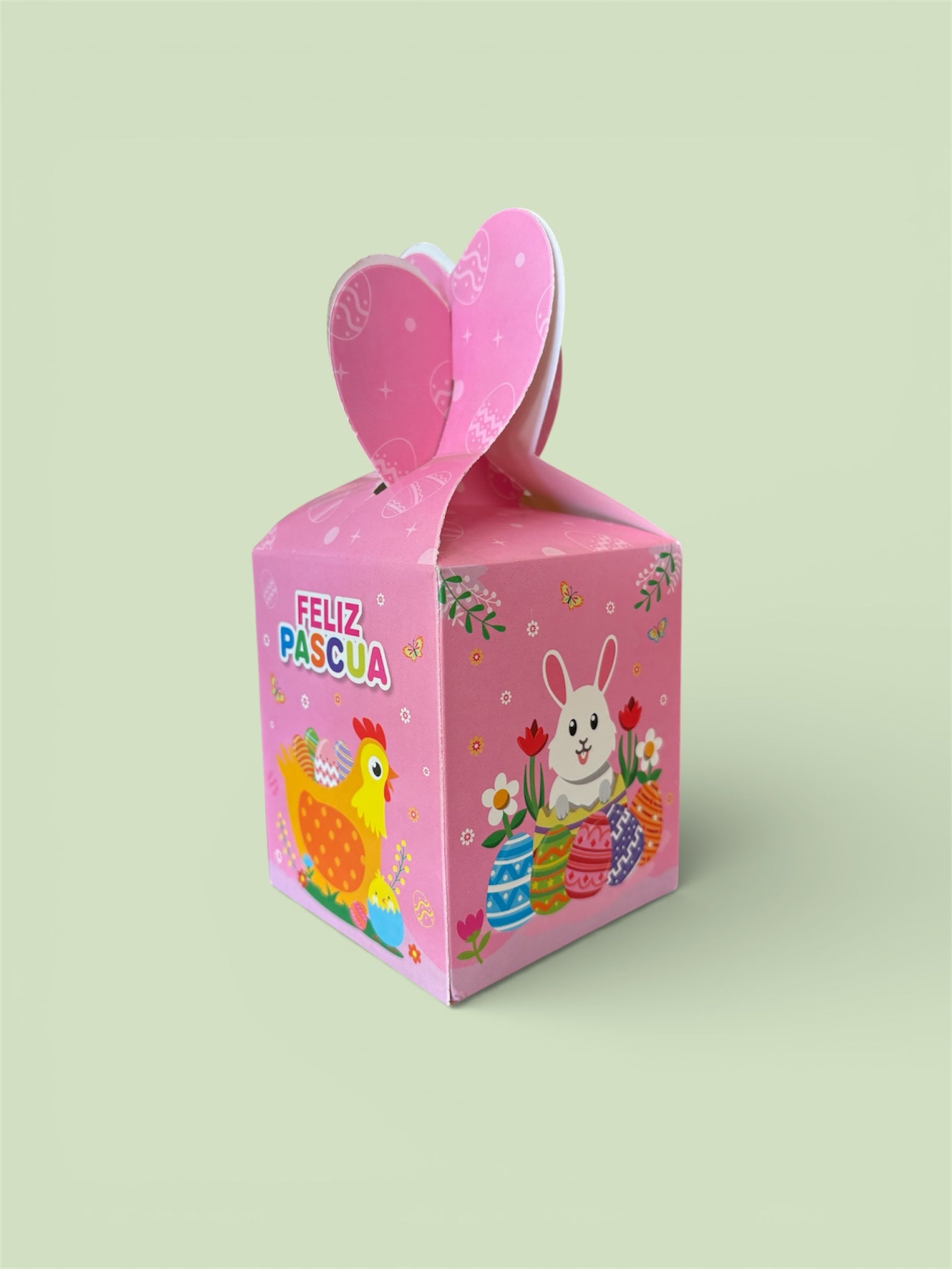 Caja pascua rosada 8.5 x 8.5 x 17 cm