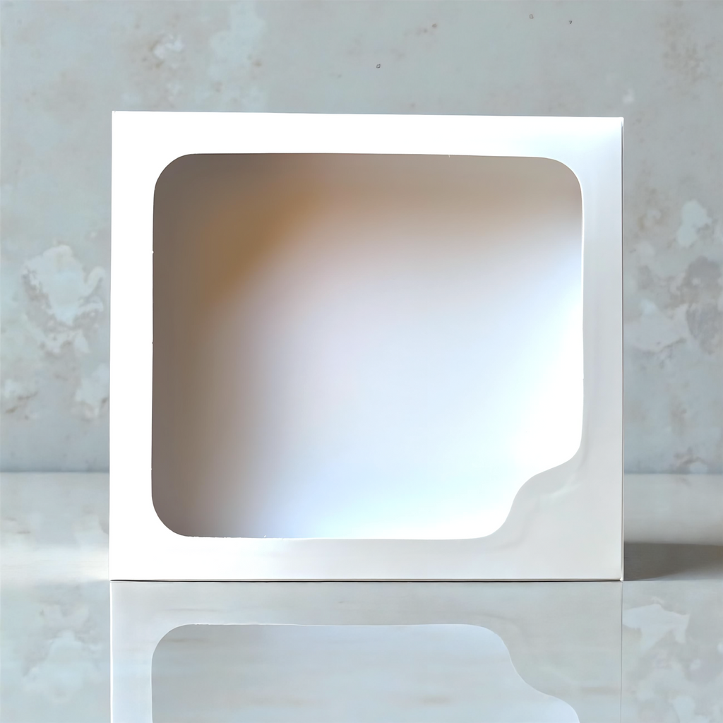 Caja blanca con visor 21x23x5.5 cm (5 Unidades)