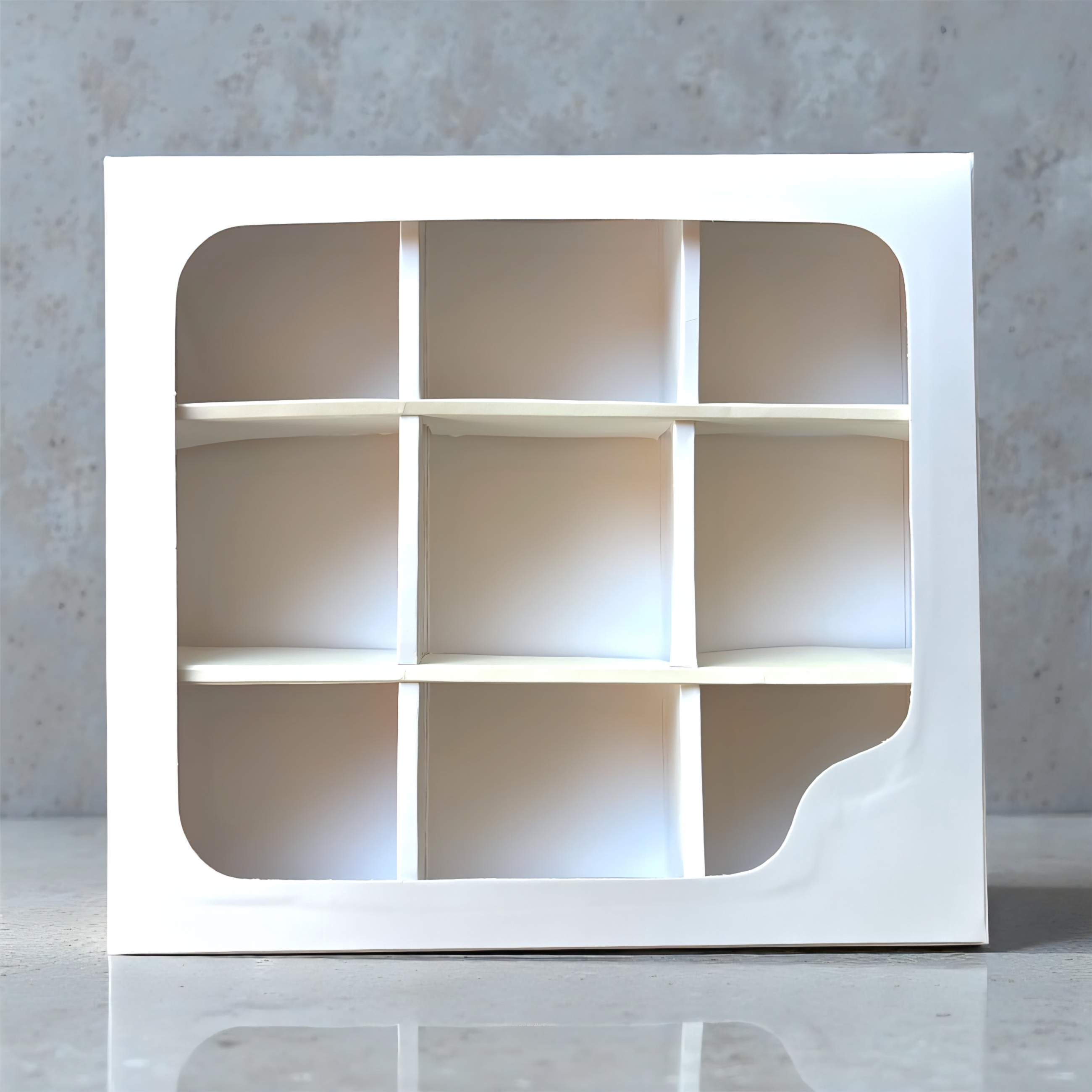 Caja blanca con visor con 9 divisiones 21x23x5.5 cm (5 Unidades)