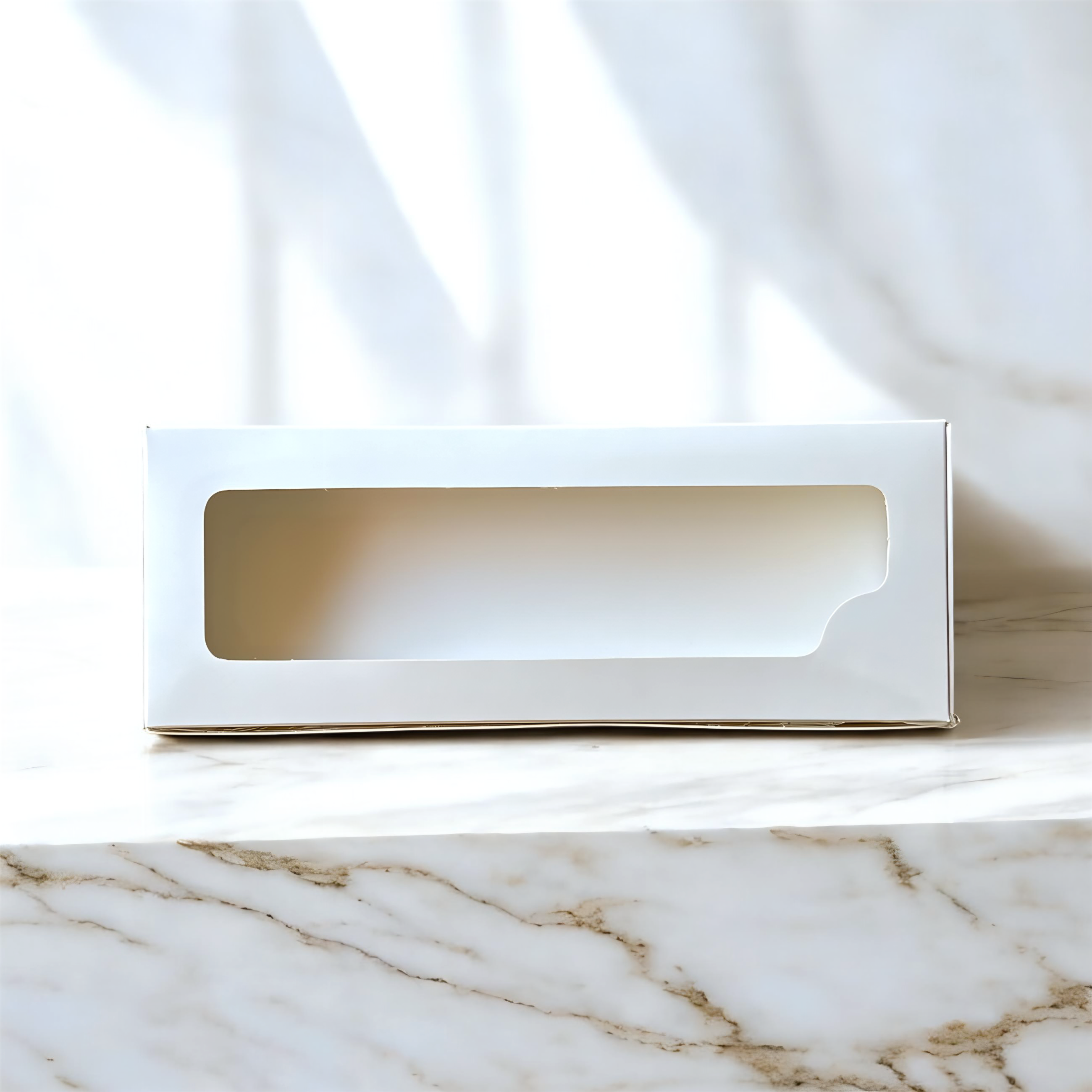 Caja Blanca con visor 20x7.5x3 cm (Para 3 Alfajores) (5 Unidades)