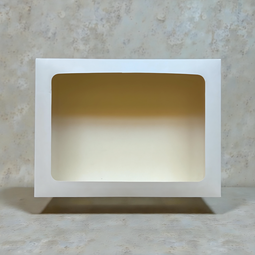 Caja blanca con visor 34x26x10 cm (5 Unidades)